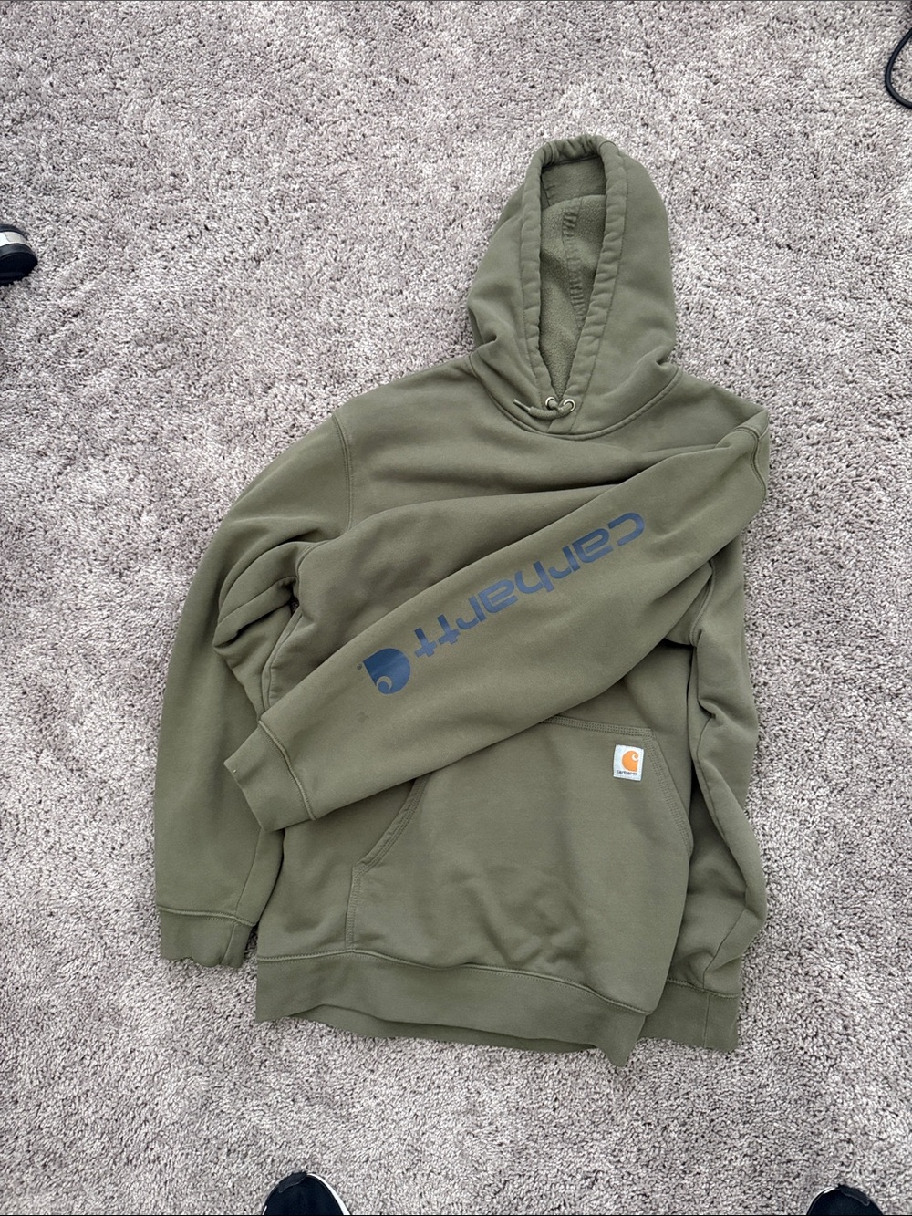 Carhartt Olive Green Crewneck Logo Hoodie - Men's